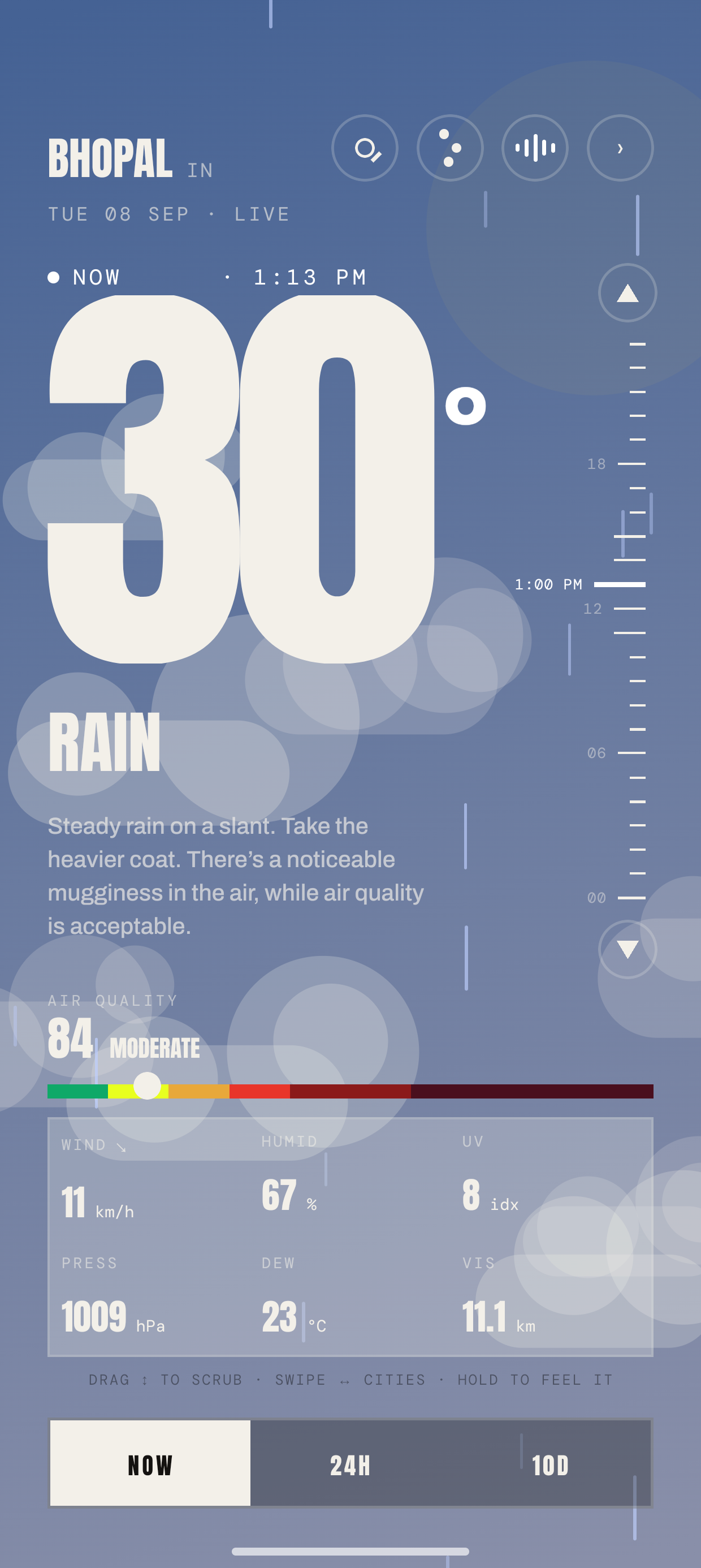 Nimbus in Bhopal, India — rain, 30°